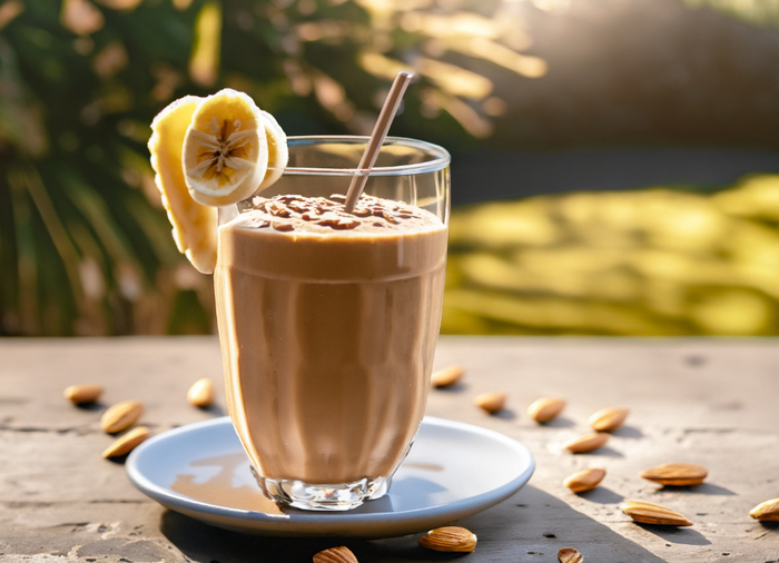 smoothie al caffè con banana e mandorle