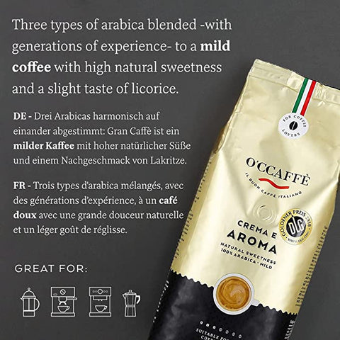Kaffeebohnen Sahne und Aroma 100% Arabica - 1000g